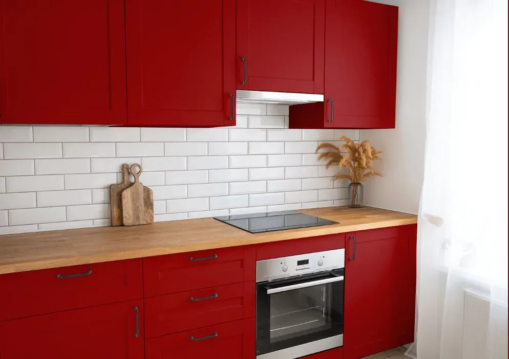 Sherwin Williams Classy Red kitchen cabinets