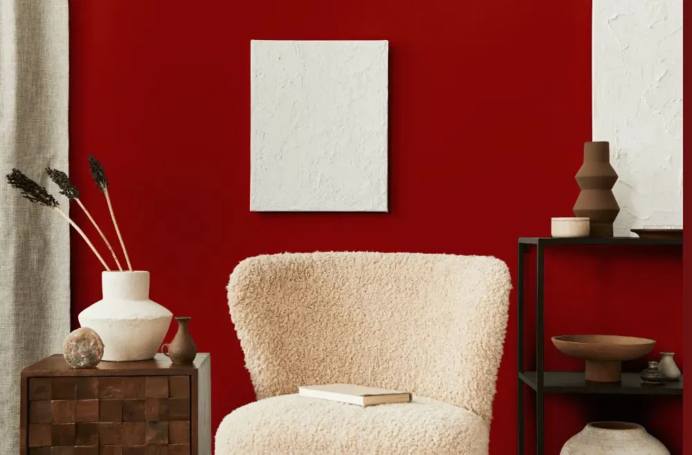 Sherwin Williams Classy Red living room interior