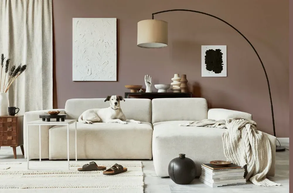 Sherwin Williams Cocoa Berry cozy living room