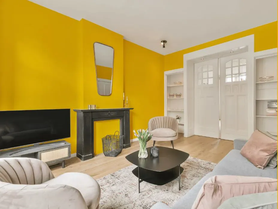 Sherwin Williams Confident Yellow victorian house interior