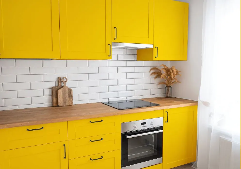 Sherwin Williams Confident Yellow kitchen cabinets