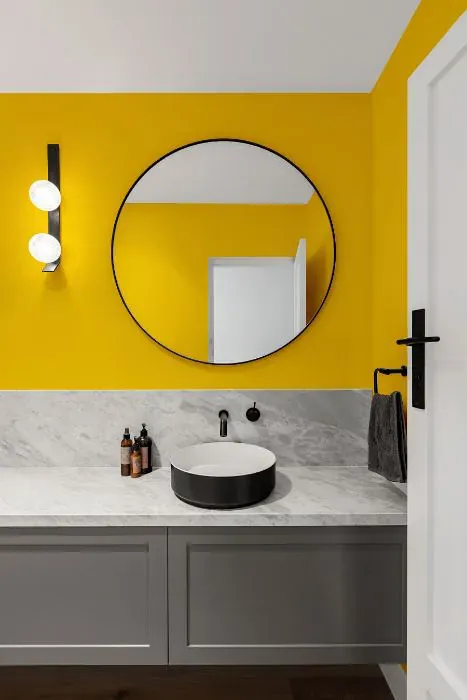 Sherwin Williams Confident Yellow minimalist bathroom