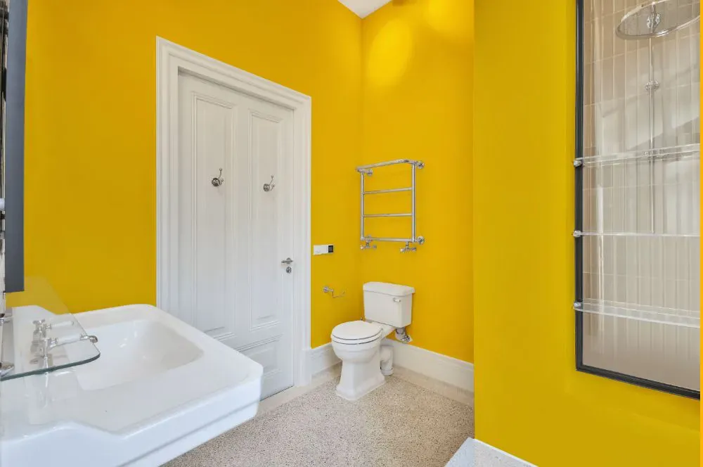 Sherwin Williams Confident Yellow bathroom