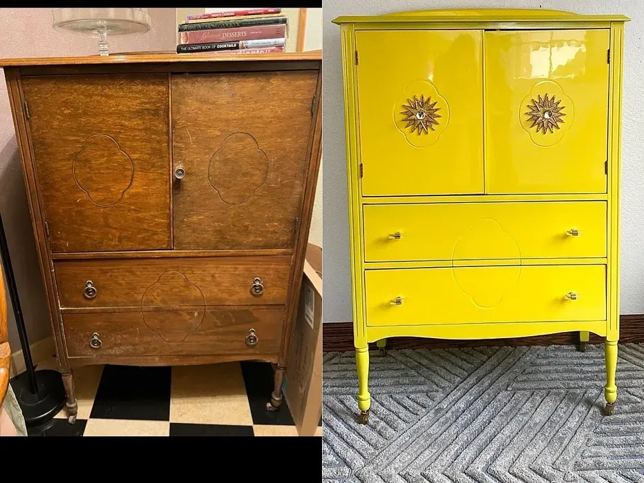 SW Confident Yellow painted furniture makeover