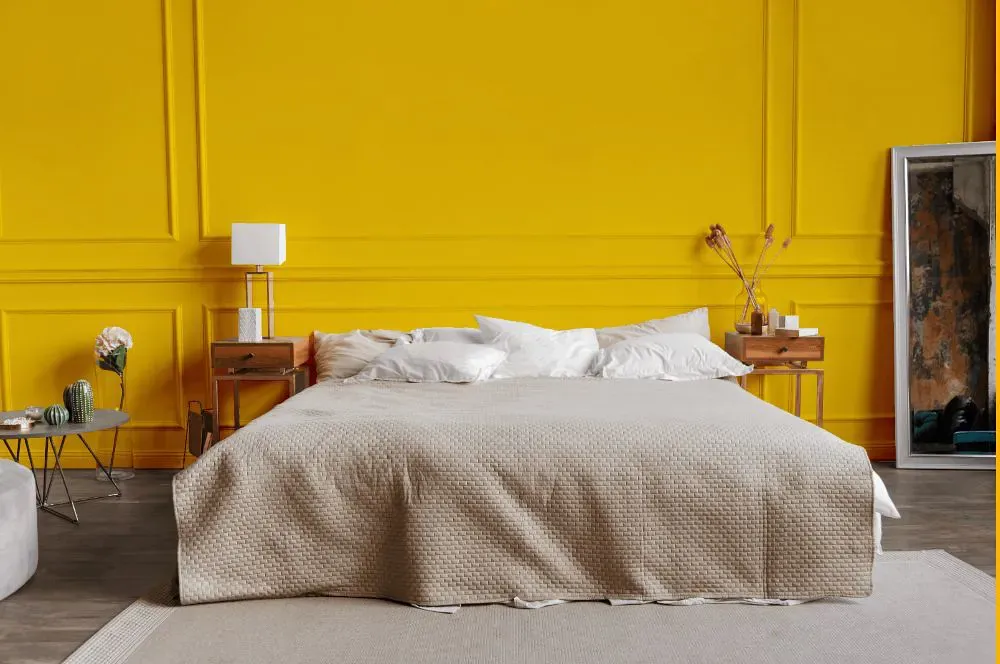 Sherwin Williams Confident Yellow bedroom