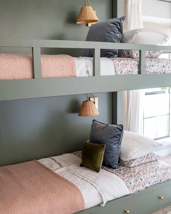 Behr Conifer Green bedroom interior
