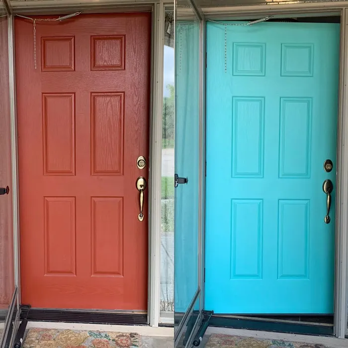 Sherwin Williams Cooled Blue front door 