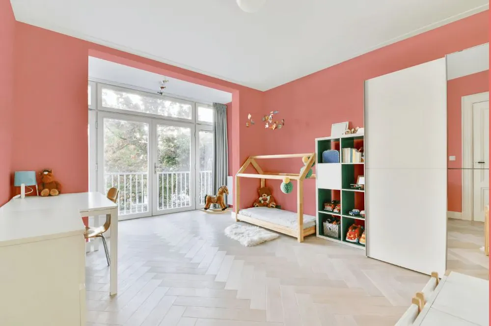 Sherwin Williams Coral Bead kidsroom interior, children's room