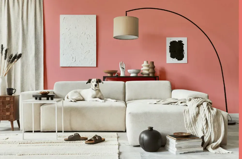 Sherwin Williams Coral Bead cozy living room