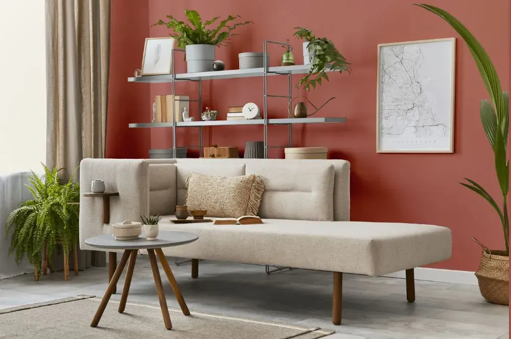 Sherwin Williams Coral Clay living room