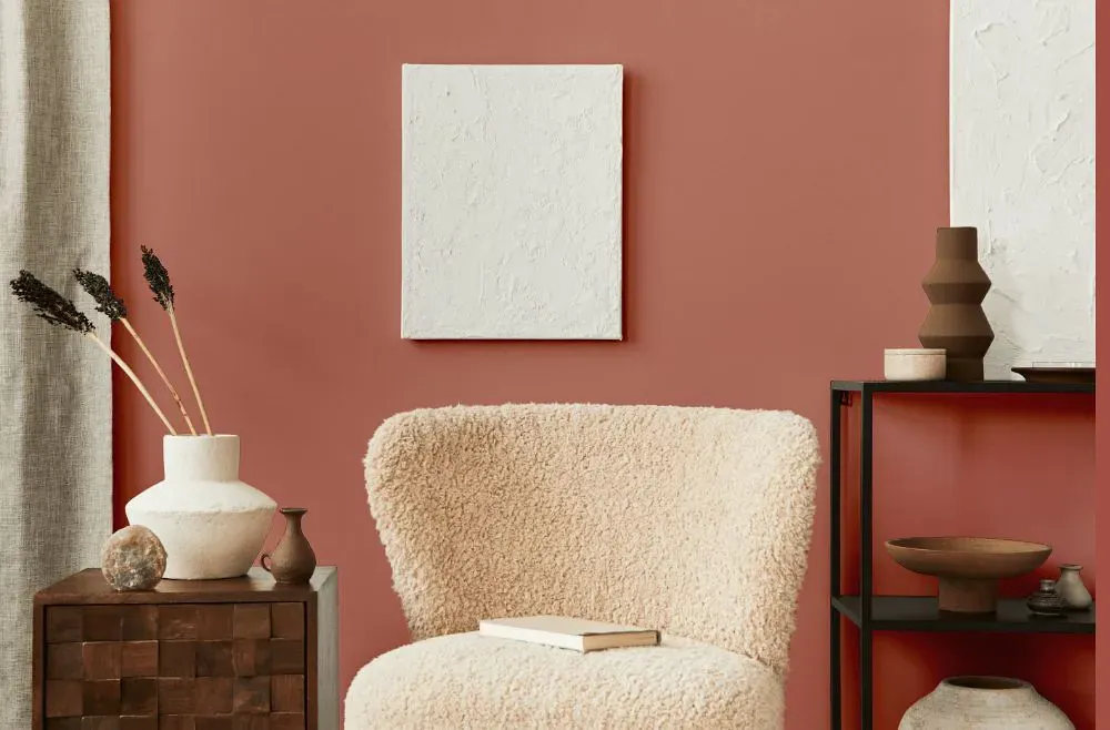 Sherwin Williams Coral Clay living room interior