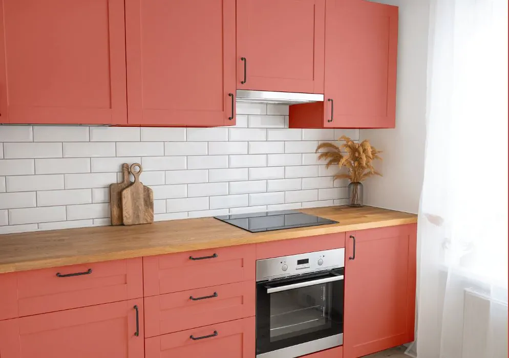 Sherwin Williams Coral Reef kitchen cabinets