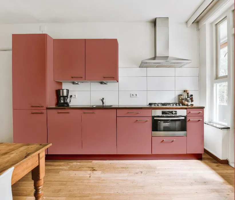 Sherwin Williams Coral Rose kitchen cabinets