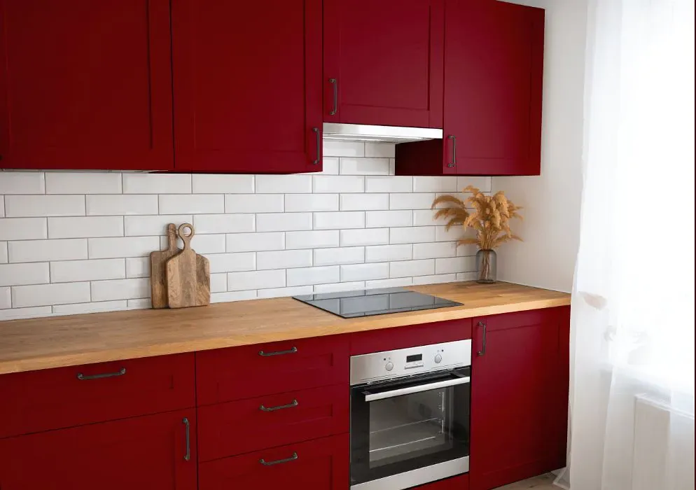 Sherwin Williams Crimson Red kitchen cabinets