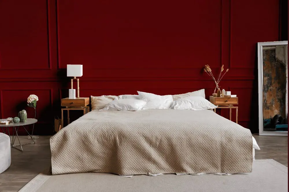 Sherwin Williams Crimson Red bedroom