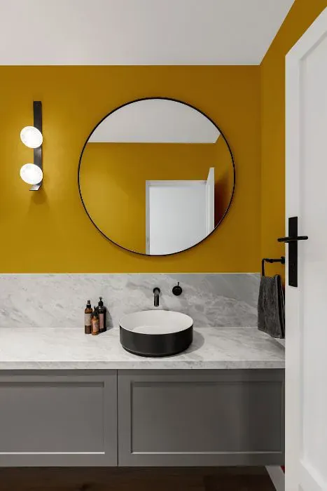 Sherwin Williams Crispy Gold minimalist bathroom