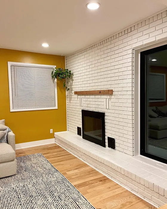 Sherwin Williams Crispy Gold accent wall 