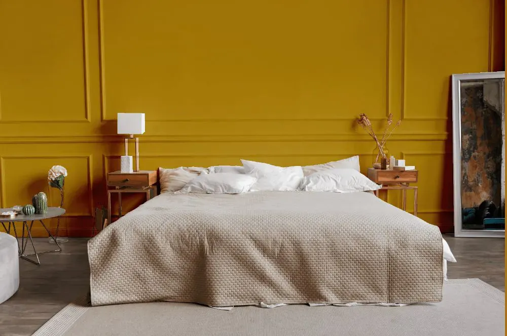 Sherwin Williams Crispy Gold bedroom
