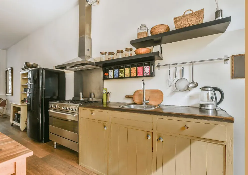 Sherwin Williams Cupola Yellow kitchen cabinets