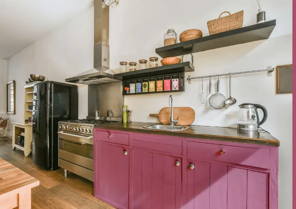 Sherwin Williams Cyclamen kitchen cabinets