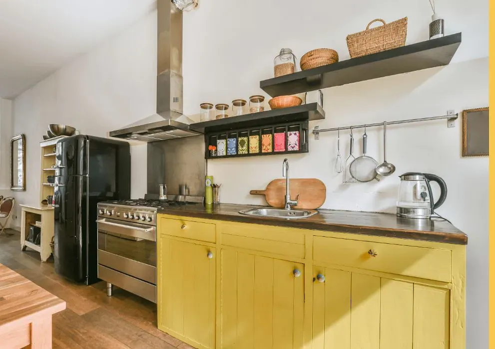 Sherwin Williams Daffodil kitchen cabinets