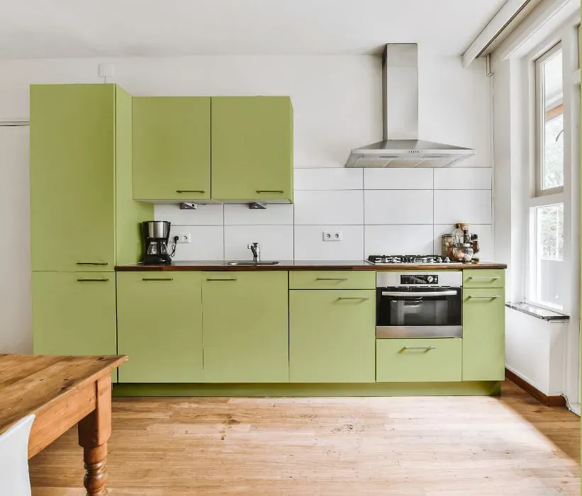 Sherwin Williams Dancing Green kitchen cabinets