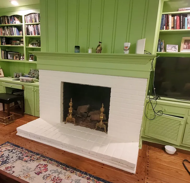 SW 6716 wall paint fireplace