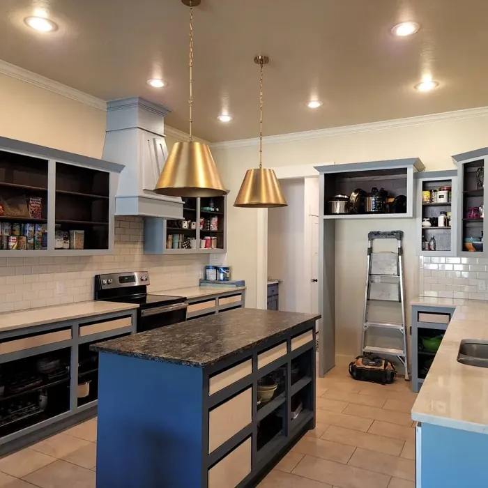 Sherwin Williams Debonair eclectic kitchen cabinets interior idea