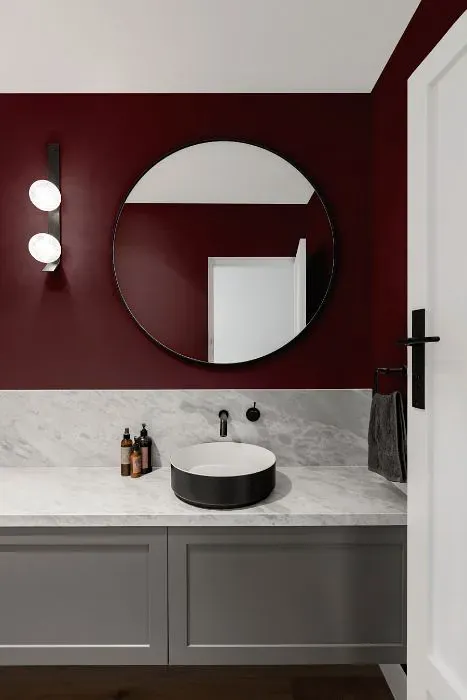 Sherwin Williams Deep Maroon minimalist bathroom