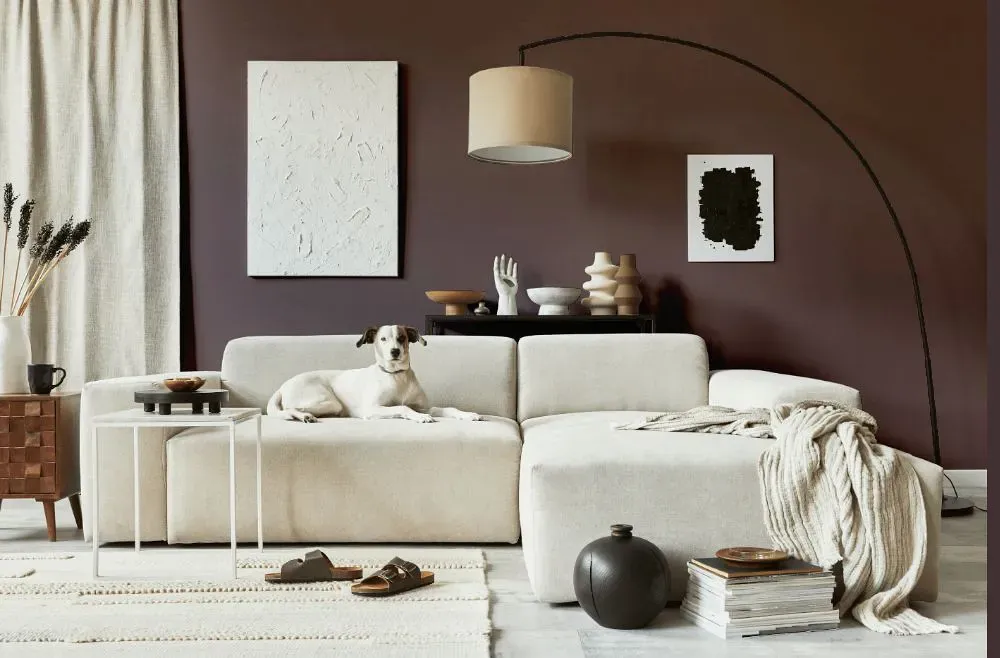 Sherwin Williams Deepest Mauve cozy living room