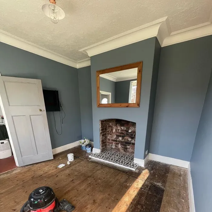 Dulux Denim Drift living room fireplace paint