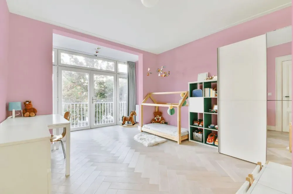 Sherwin Williams Desire Pink kidsroom interior, children's room
