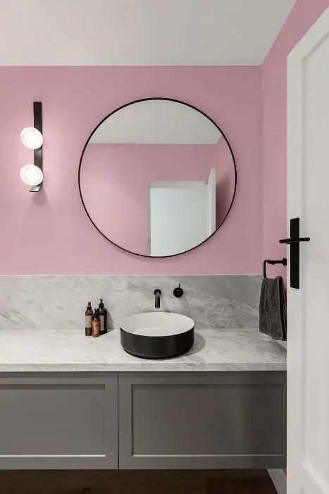 Sherwin Williams Desire Pink minimalist bathroom