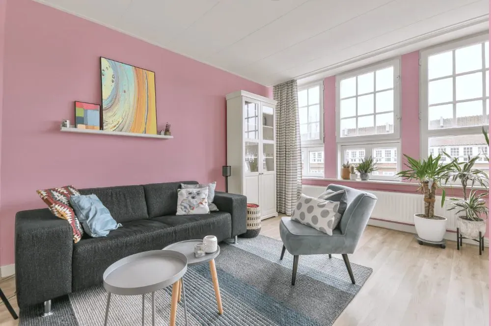 Sherwin Williams Desire Pink living room walls