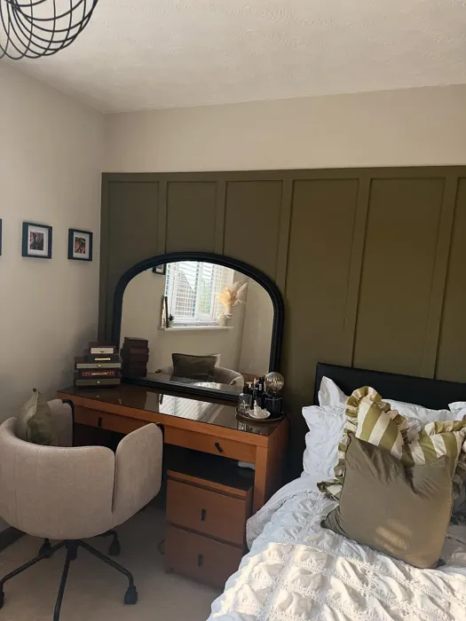 Farrow and Ball Dibber bedroom panelling color