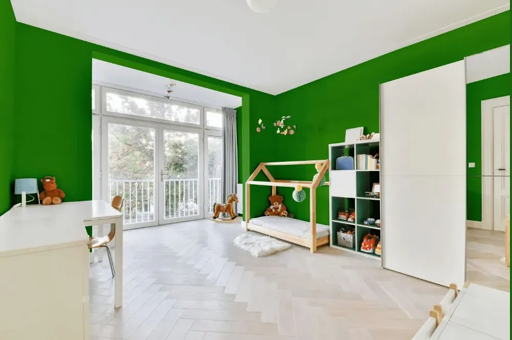 Sherwin Williams Direct Green kidsroom interior, children's room