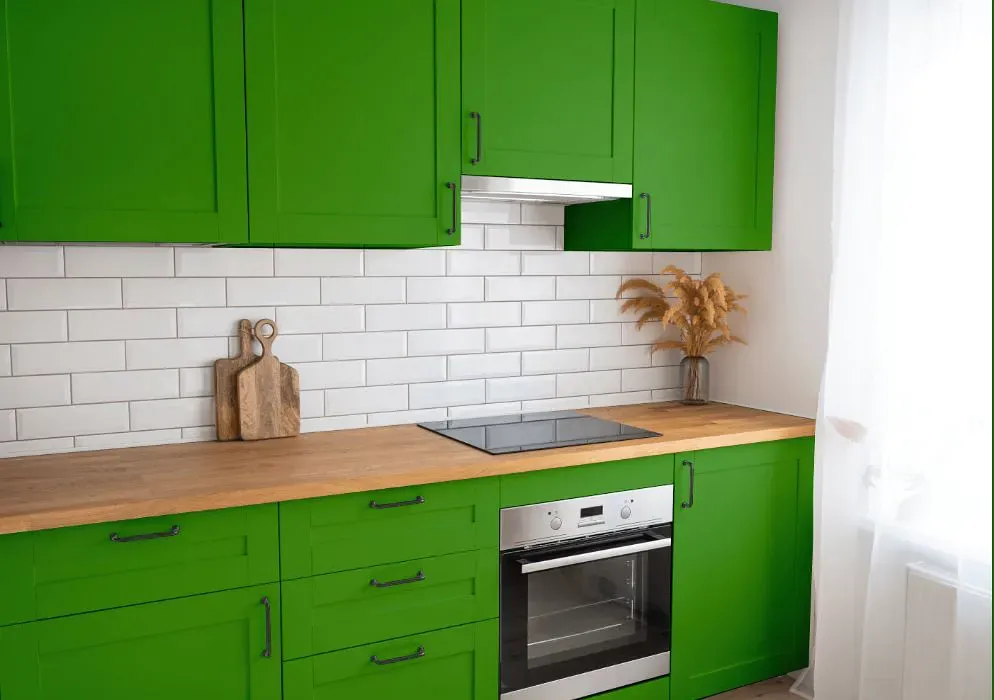 Sherwin Williams Direct Green kitchen cabinets