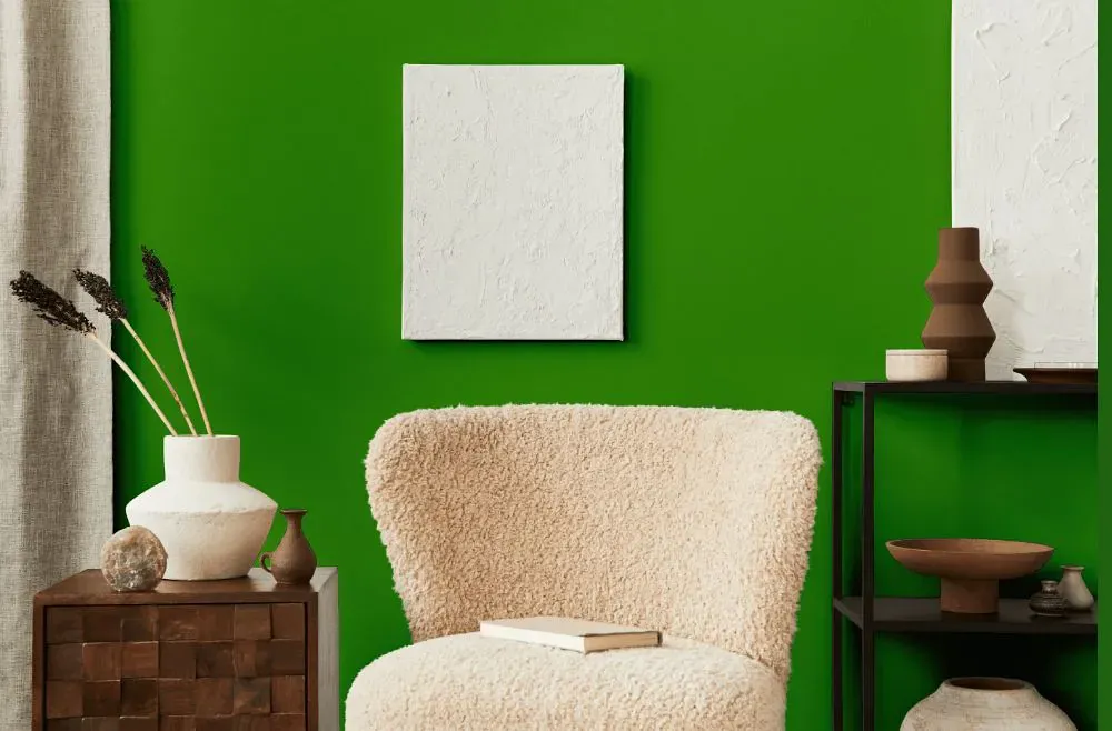 Sherwin Williams Direct Green living room interior