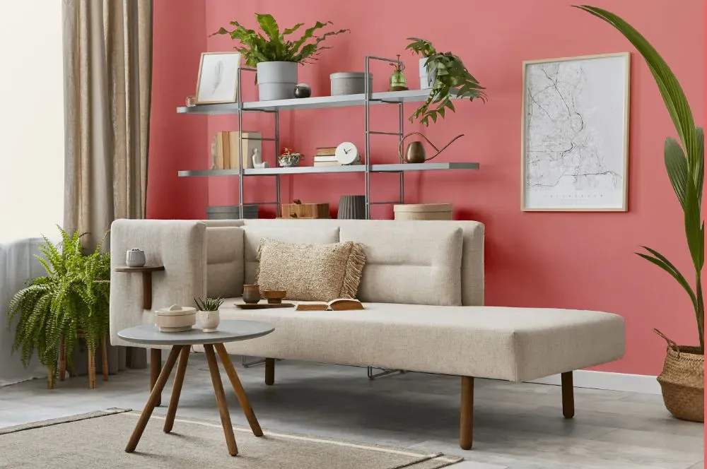 Sherwin Williams Dishy Coral living room