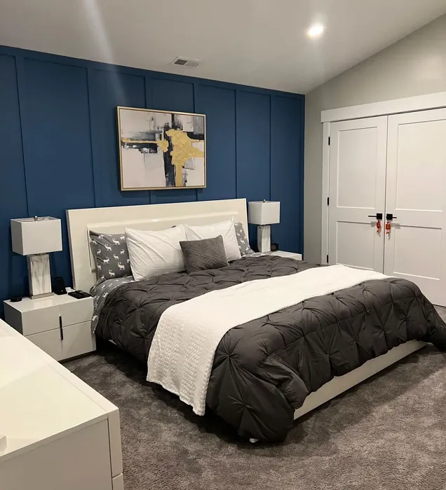 Sherwin Williams Down Pour bedroom accent wall 