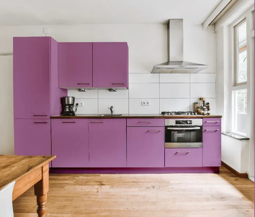 Sherwin Williams Drama Violet kitchen cabinets