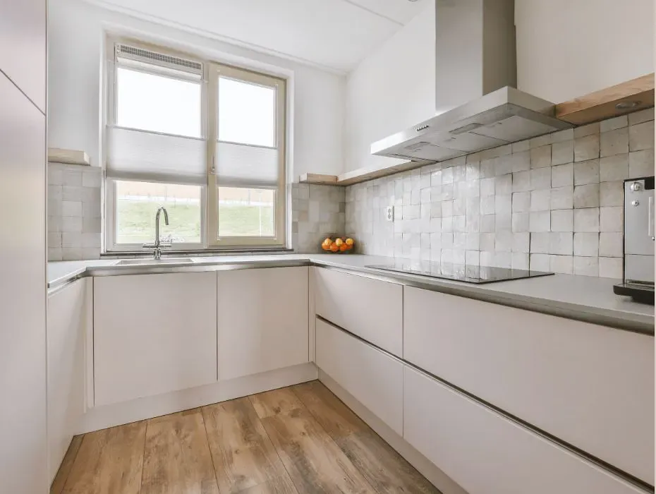 Sherwin Williams Dreamy White small kitchen cabinets