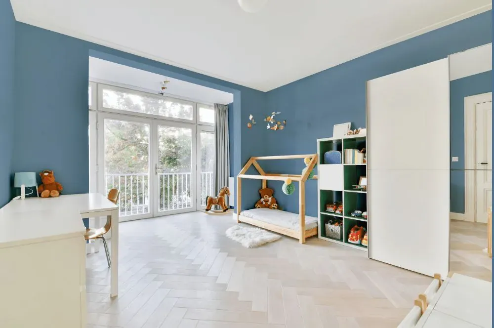 Sherwin Williams Dyer's Woad kidsroom interior, children's room