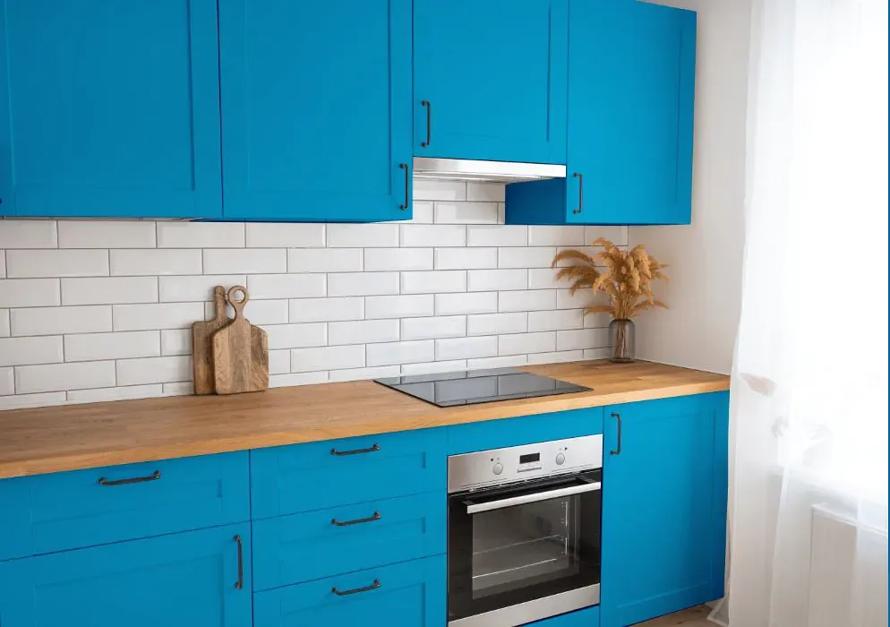 Sherwin Williams Dynamic Blue kitchen cabinets