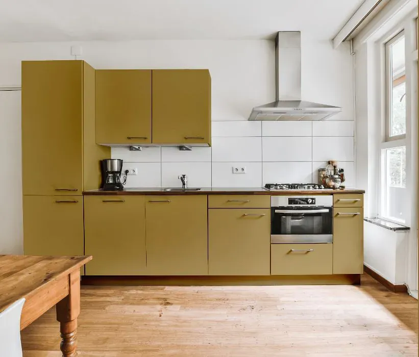 Sherwin Williams Edgy Gold kitchen cabinets