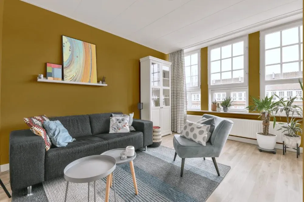 Sherwin Williams Edgy Gold living room walls