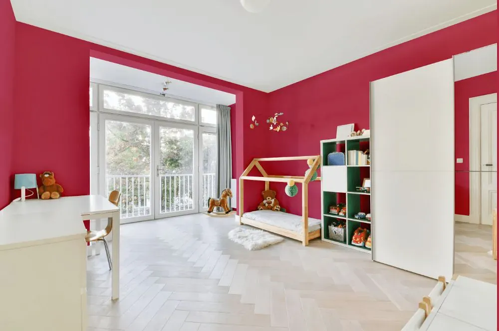 Sherwin Williams Eros Pink kidsroom interior, children's room