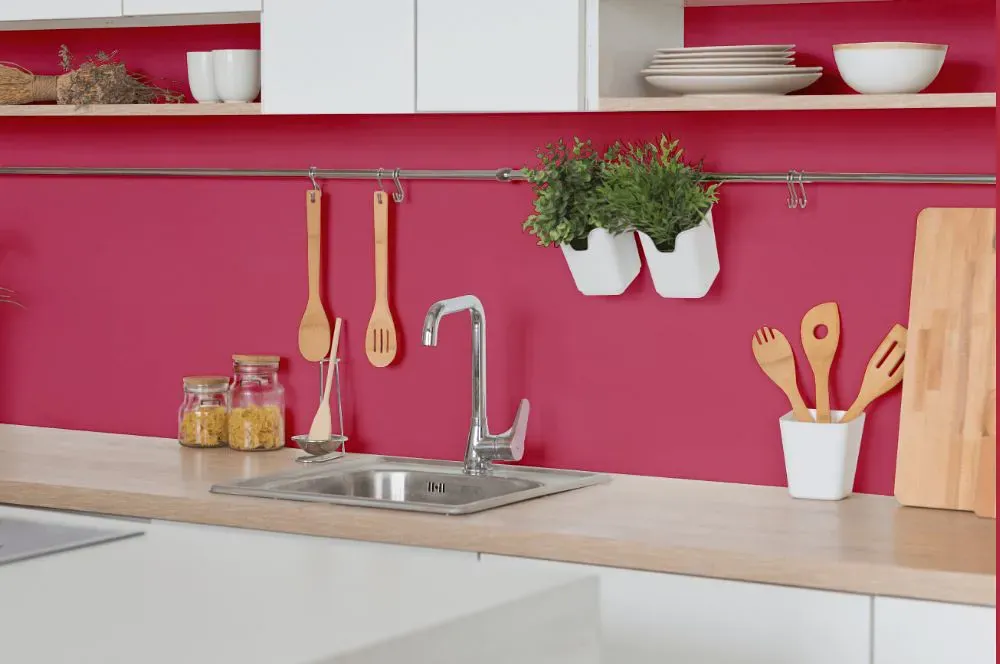 Sherwin Williams Eros Pink kitchen backsplash