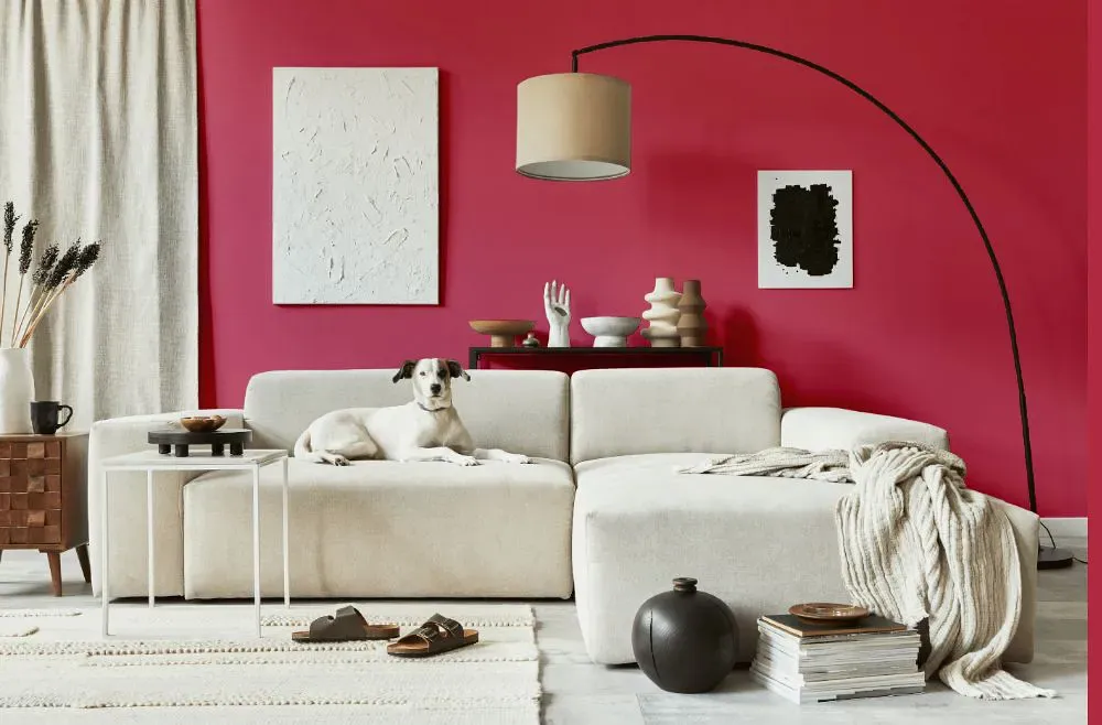 Sherwin Williams Eros Pink cozy living room
