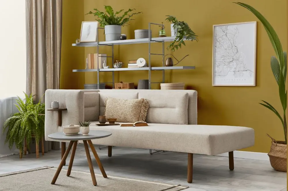 Sherwin Williams Escapade Gold living room